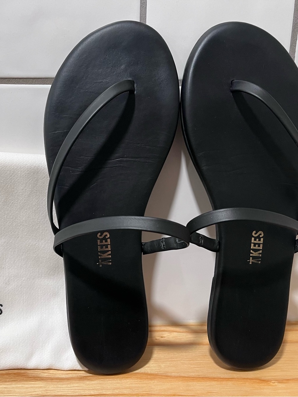 TKEES - SARIT Black (Sable) Slim-Strap Leather Sandals